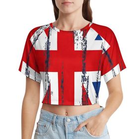 AILLOSA Racerback Tank Top Yuvarlak Yaka Kısa Kol Flag-123 Kadın T-shirt