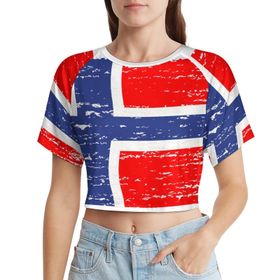 AILLOSA Racerback Tank Top Yuvarlak Yaka Kısa Kol Flag-129 Kadın T-shirt