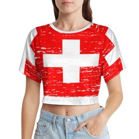 AILLOSA Racerback Tank Top Yuvarlak Yaka Kısa Kol Flag-130 Kadın T-shirt