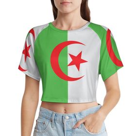 AILLOSA Racerback Tank Top Yuvarlak Yaka Kısa Kol Flag-133 Kadın T-shirt