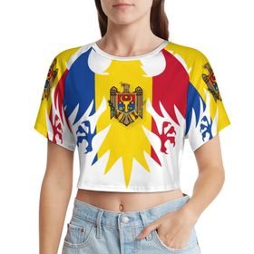 AILLOSA Racerback Tank Top Yuvarlak Yaka Kısa Kol Flag-136 Kadın T-shirt