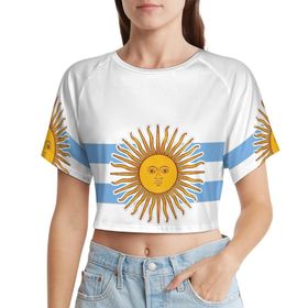 AILLOSA Racerback Tank Top Yuvarlak Yaka Kısa Kol Flag-137 Kadın T-shirt
