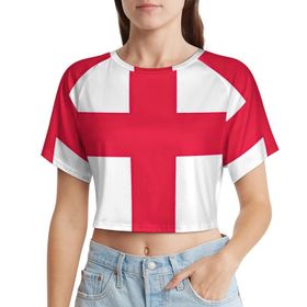 AILLOSA Racerback Tank Top Yuvarlak Yaka Kısa Kol Flag-140 Kadın T-shirt