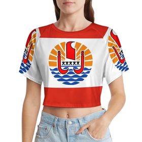 AILLOSA Racerback Tank Top Yuvarlak Yaka Kısa Kol Flag-145 Kadın T-shirt