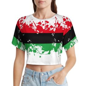 AILLOSA Racerback Tank Top Yuvarlak Yaka Kısa Kol Flag-147 Kadın T-shirt
