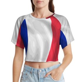 AILLOSA Racerback Tank Top Yuvarlak Yaka Kısa Kol Flag-153 Kadın T-shirt