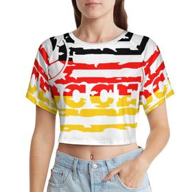 AILLOSA Racerback Tank Top Yuvarlak Yaka Kısa Kol Flag-168 Kadın T-shirt