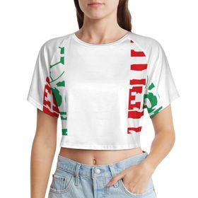 AILLOSA Racerback Tank Top Yuvarlak Yaka Kısa Kol Flag-169 Kadın T-shirt