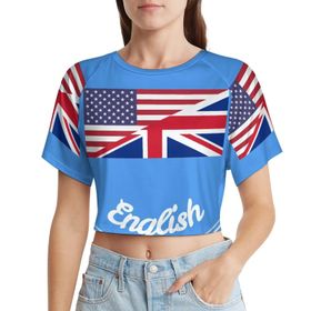 AILLOSA Racerback Tank Top Yuvarlak Yaka Kısa Kol Flag-17 Kadın T-shirt