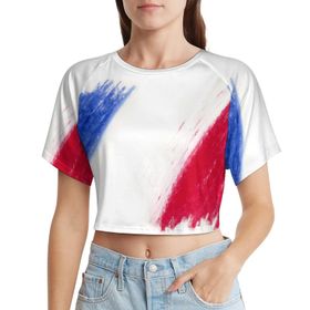 AILLOSA Racerback Tank Top Yuvarlak Yaka Kısa Kol Flag-172 Kadın T-shirt