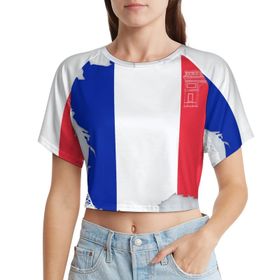 AILLOSA Racerback Tank Top Yuvarlak Yaka Kısa Kol Flag-173 Kadın T-shirt