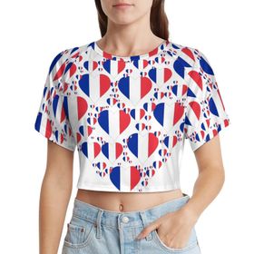 AILLOSA Racerback Tank Top Yuvarlak Yaka Kısa Kol Flag-174 Kadın T-shirt