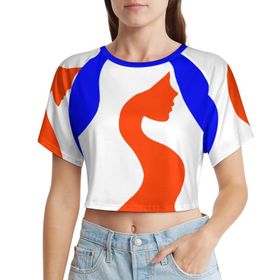 AILLOSA Racerback Tank Top Yuvarlak Yaka Kısa Kol Flag-175 Kadın T-shirt