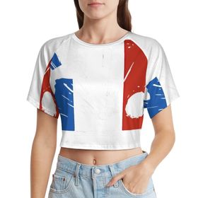 AILLOSA Racerback Tank Top Yuvarlak Yaka Kısa Kol Flag-176 Kadın T-shirt