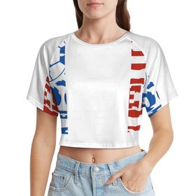 AILLOSA Racerback Tank Top Yuvarlak Yaka Kısa Kol Flag-177 Kadın T-shirt