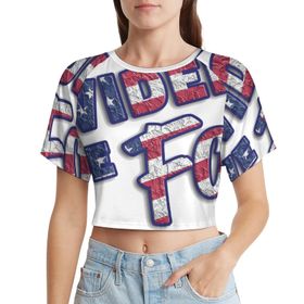 AILLOSA Racerback Tank Top Yuvarlak Yaka Kısa Kol Flag-18 Kadın T-shirt