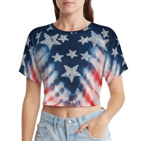 AILLOSA Racerback Tank Top Yuvarlak Yaka Kısa Kol Flag-186 Kadın T-shirt