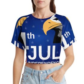 AILLOSA Racerback Tank Top Yuvarlak Yaka Kısa Kol Flag-187 Kadın T-shirt
