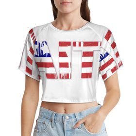 AILLOSA Racerback Tank Top Yuvarlak Yaka Kısa Kol Flag-189 Kadın T-shirt