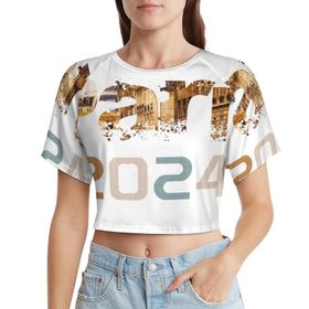 AILLOSA Racerback Tank Top Yuvarlak Yaka Kısa Kol Flag-194 Kadın T-shirt