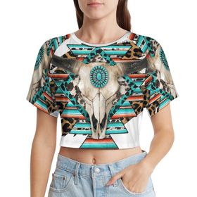 AILLOSA Racerback Tank Top Yuvarlak Yaka Kısa Kol Flag-195 Kadın T-shirt