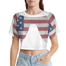 AILLOSA Racerback Tank Top Yuvarlak Yaka Kısa Kol Flag-20 Kadın T-shirt