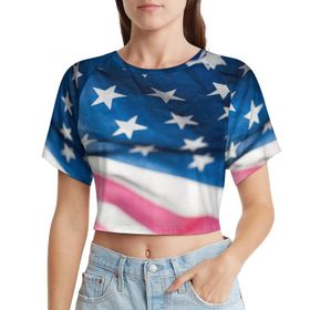 AILLOSA Racerback Tank Top Yuvarlak Yaka Kısa Kol Flag-27 Kadın T-shirt