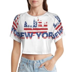AILLOSA Racerback Tank Top Yuvarlak Yaka Kısa Kol Flag-39 Kadın T-shirt