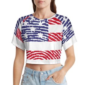 AILLOSA Racerback Tank Top Yuvarlak Yaka Kısa Kol Flag-43 Kadın T-shirt