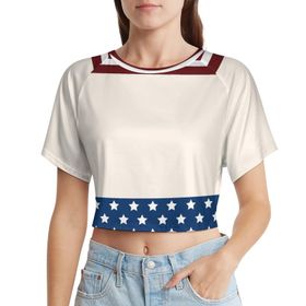 AILLOSA Racerback Tank Top Yuvarlak Yaka Kısa Kol Flag-49 Kadın T-shirt