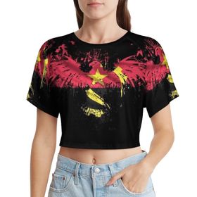 AILLOSA Racerback Tank Top Yuvarlak Yaka Kısa Kol Flag-51 Kadın T-shirt