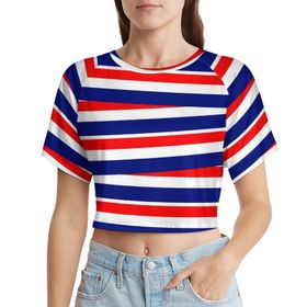 AILLOSA Racerback Tank Top Yuvarlak Yaka Kısa Kol Flag-56 Kadın T-shirt
