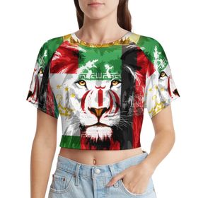 AILLOSA Racerback Tank Top Yuvarlak Yaka Kısa Kol Flag-64 Kadın T-shirt