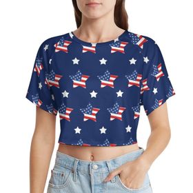 AILLOSA Racerback Tank Top Yuvarlak Yaka Kısa Kol Flag-77 Kadın T-shirt