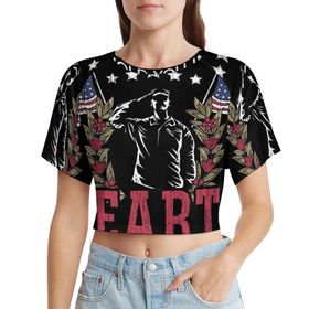 AILLOSA Racerback Tank Top Yuvarlak Yaka Kısa Kol Flag-84 Kadın T-shirt