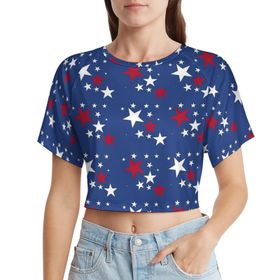 AILLOSA Racerback Tank Top Yuvarlak Yaka Kısa Kol Flag-85 Kadın T-shirt