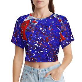 AILLOSA Racerback Tank Top Yuvarlak Yaka Kısa Kol Flag-86 Kadın T-shirt
