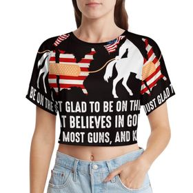 AILLOSA Racerback Tank Top Yuvarlak Yaka Kısa Kol Flag-88 Kadın T-shirt