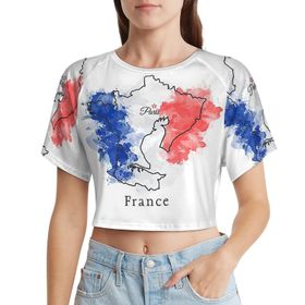 AILLOSA Racerback Tank Top Yuvarlak Yaka Kısa Kol Flag-91 Kadın T-shirt
