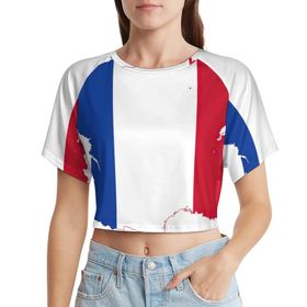AILLOSA Racerback Tank Top Yuvarlak Yaka Kısa Kol Flag-92 Kadın T-shirt