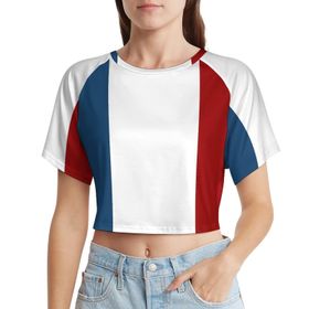 AILLOSA Racerback Tank Top Yuvarlak Yaka Kısa Kol Flag-94 Kadın T-shirt