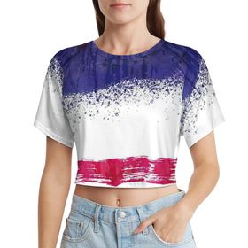 AILLOSA Racerback Tank Top Yuvarlak Yaka Kısa Kol Flag-96 Kadın T-shirt