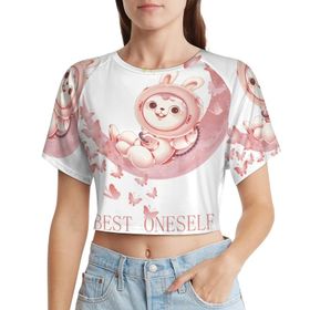 AILLOSA Racerback Tank Top Yuvarlak Yaka Kısa Kol TH-113 Kadın T-shirt