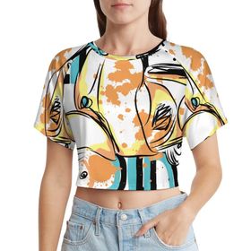 AILLOSA Racerback Tank Top Yuvarlak Yaka Kısa Kol TH-141 Kadın T-shirt