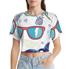 AILLOSA Racerback Tank Top Yuvarlak Yaka Kısa Kol TH-310 Kadın T-shirt