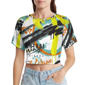 AILLOSA Racerback Tank Top Yuvarlak Yaka Kısa Kol TH-483 Kadın T-shirt