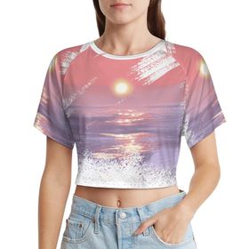 AILLOSA Racerback Tank Top Yuvarlak Yaka Kısa Kol TH-85 Kadın T-shirt