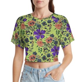 AILLOSA Racerback Tank Top Yuvarlak Yaka Kısa Kol YH-425 Kadın T-shirt
