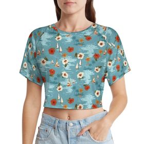 AILLOSA Racerback Tank Top Yuvarlak Yaka Kısa Kol YH-469 Kadın T-shirt