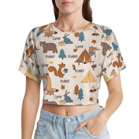 AILLOSA Racerback Tank Top Yuvarlak Yaka Kısa Kol YH-470 Kadın T-shirt